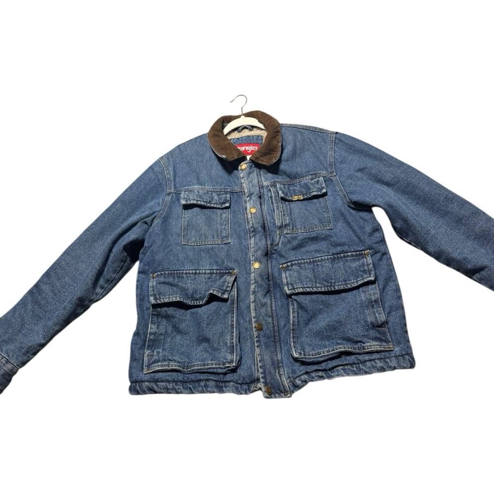 Wrangler Barn Jean Jacket Mens Large Sherpa Lined Corduroy Vintage 90s Chores - Picture 11 of 13